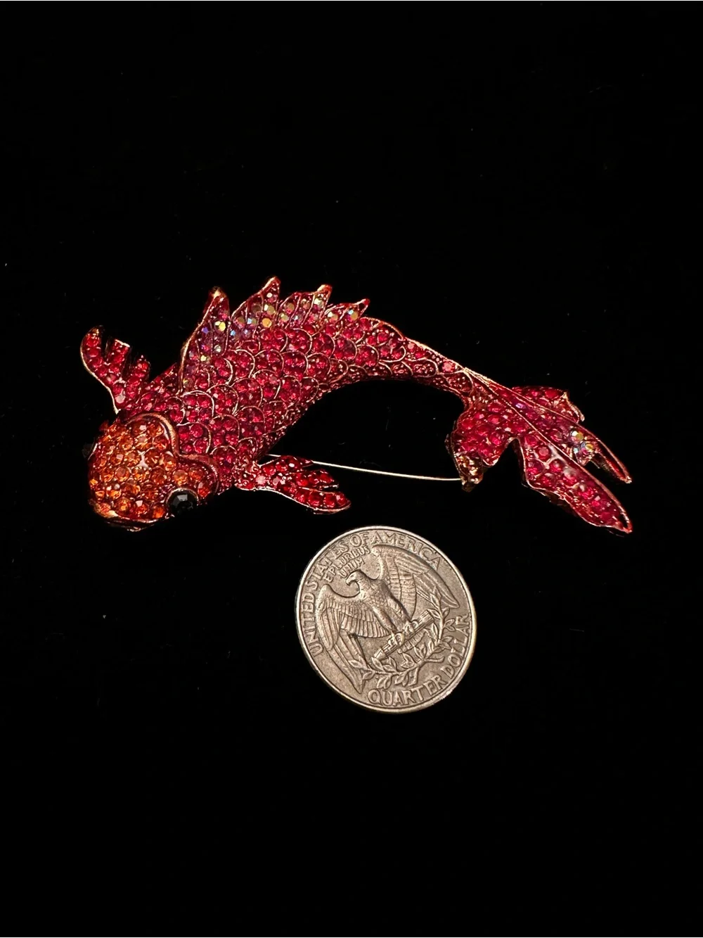 Decorative Koi Fish Red & Orange extra large brooch set of 2